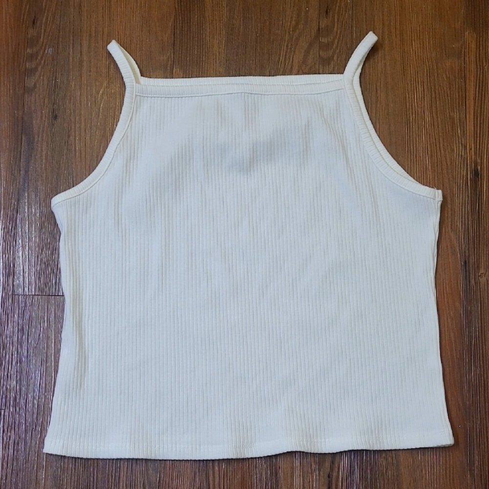 Old Navy Women's Cream Ribbed Tank Top